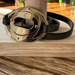 Coach Leather Gold Tone Wrap Bracelet
